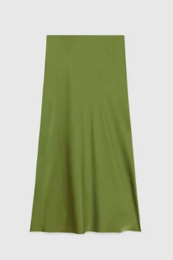 Błyszcząca satynowa spódnica mid-skirt