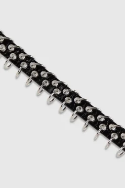 Choker z niklu i skóry nabijany ćwiekami