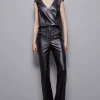 Glam rockowy top z zamkiem błyskawicznym