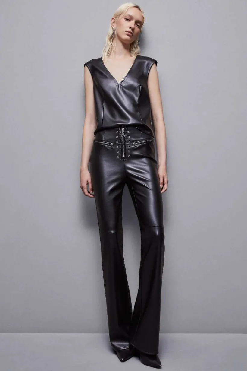Glam rockowy top z zamkiem błyskawicznym