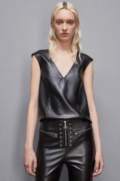 Glam rockowy top z zamkiem błyskawicznym
