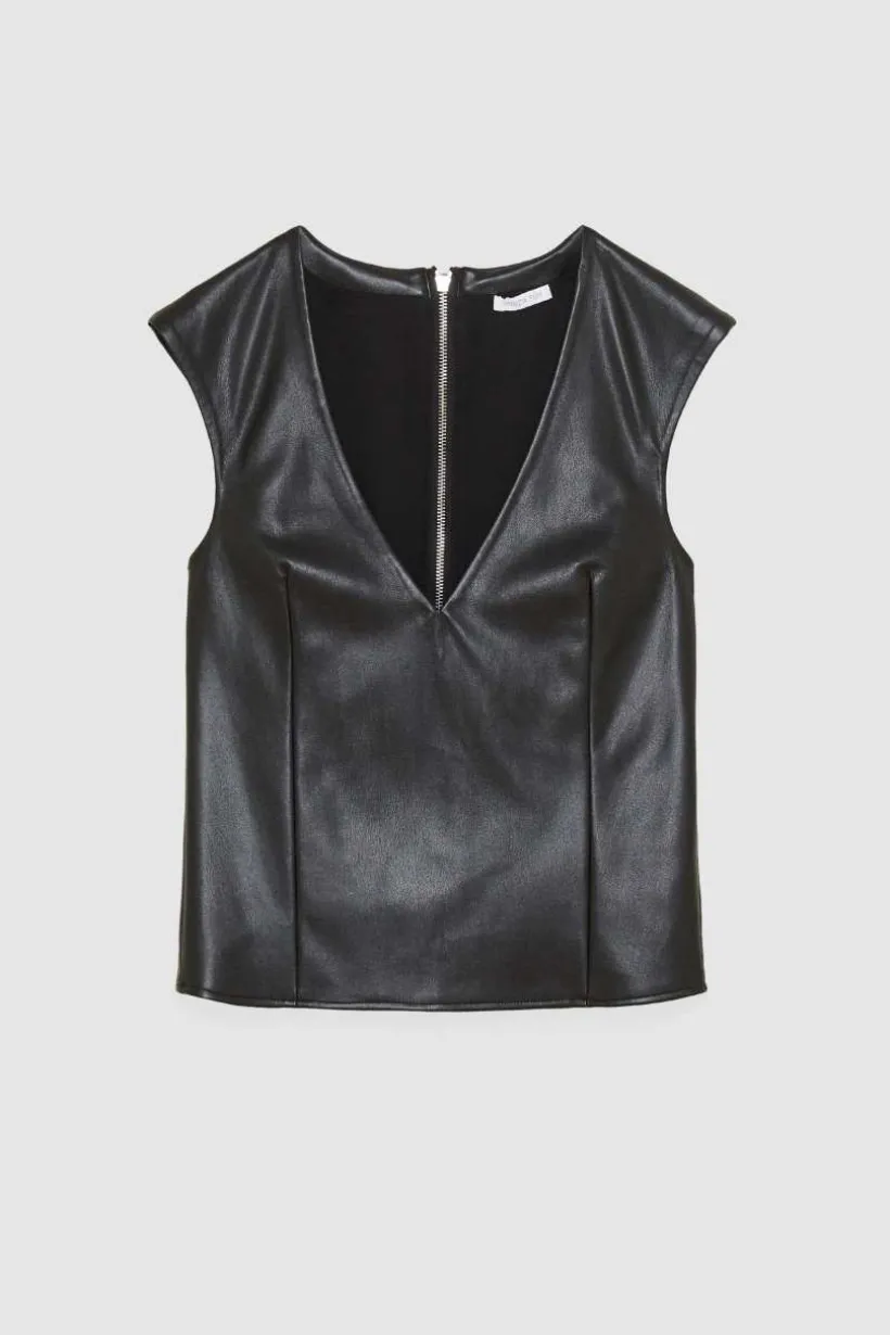 Glam rockowy top z zamkiem błyskawicznym