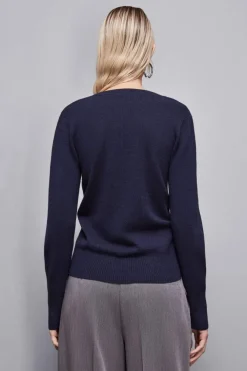 Kaszmirowy sweter z dekoltem w szpic