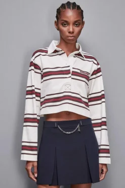 Koszulka polo cropped z długim rękawem