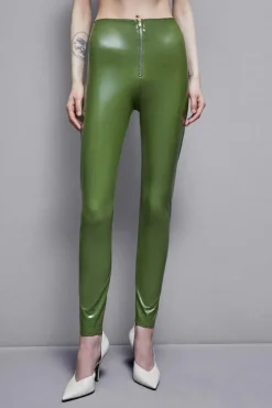 Legginsy ze sztucznej skóry z wysokim stanem