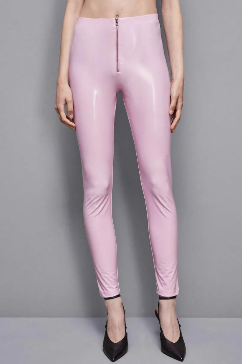 Legginsy ze sztucznej skóry z wysokim stanem