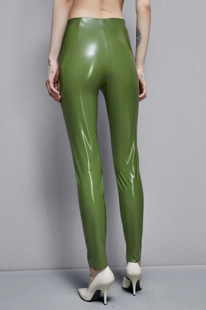 Legginsy ze sztucznej skóry z wysokim stanem
