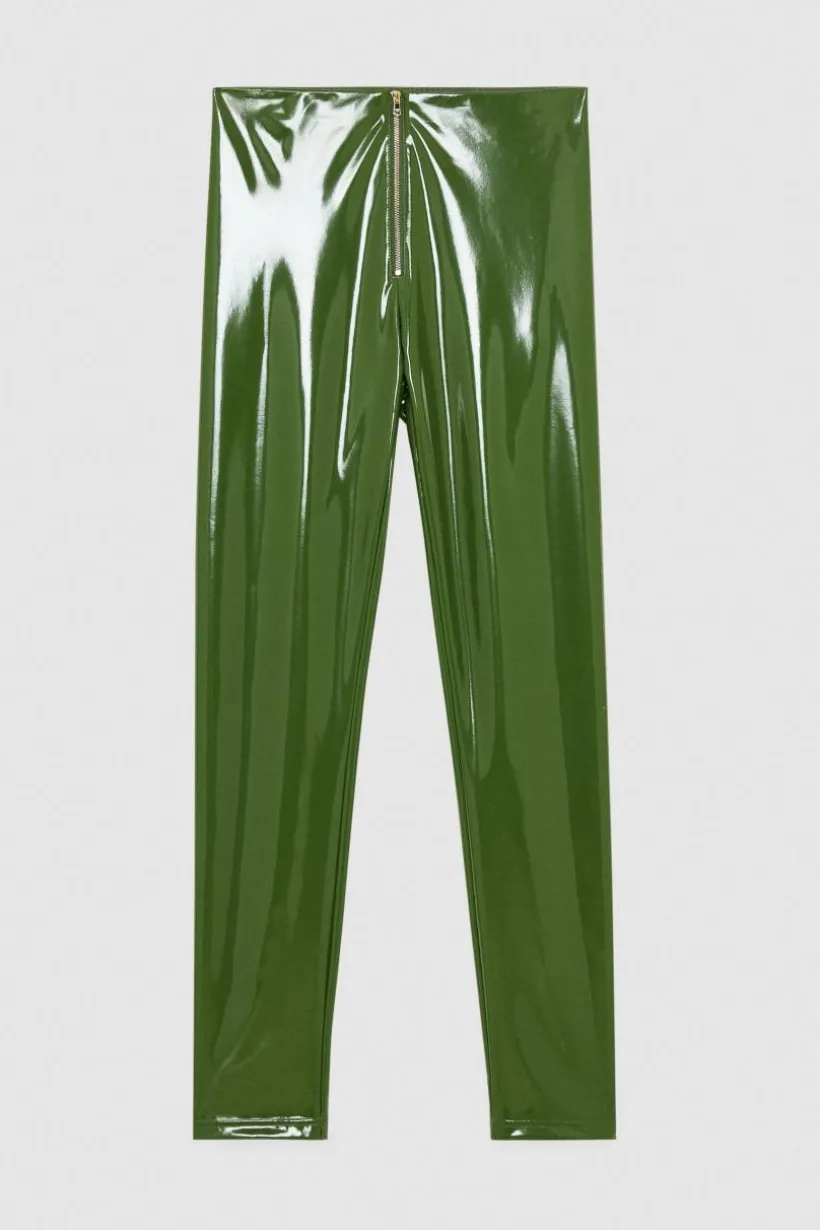 Legginsy ze sztucznej skóry z wysokim stanem