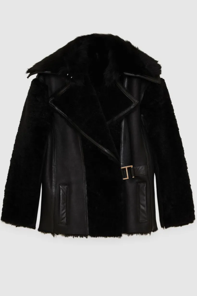 Oversizowa kurtka w stylu biker z futrem