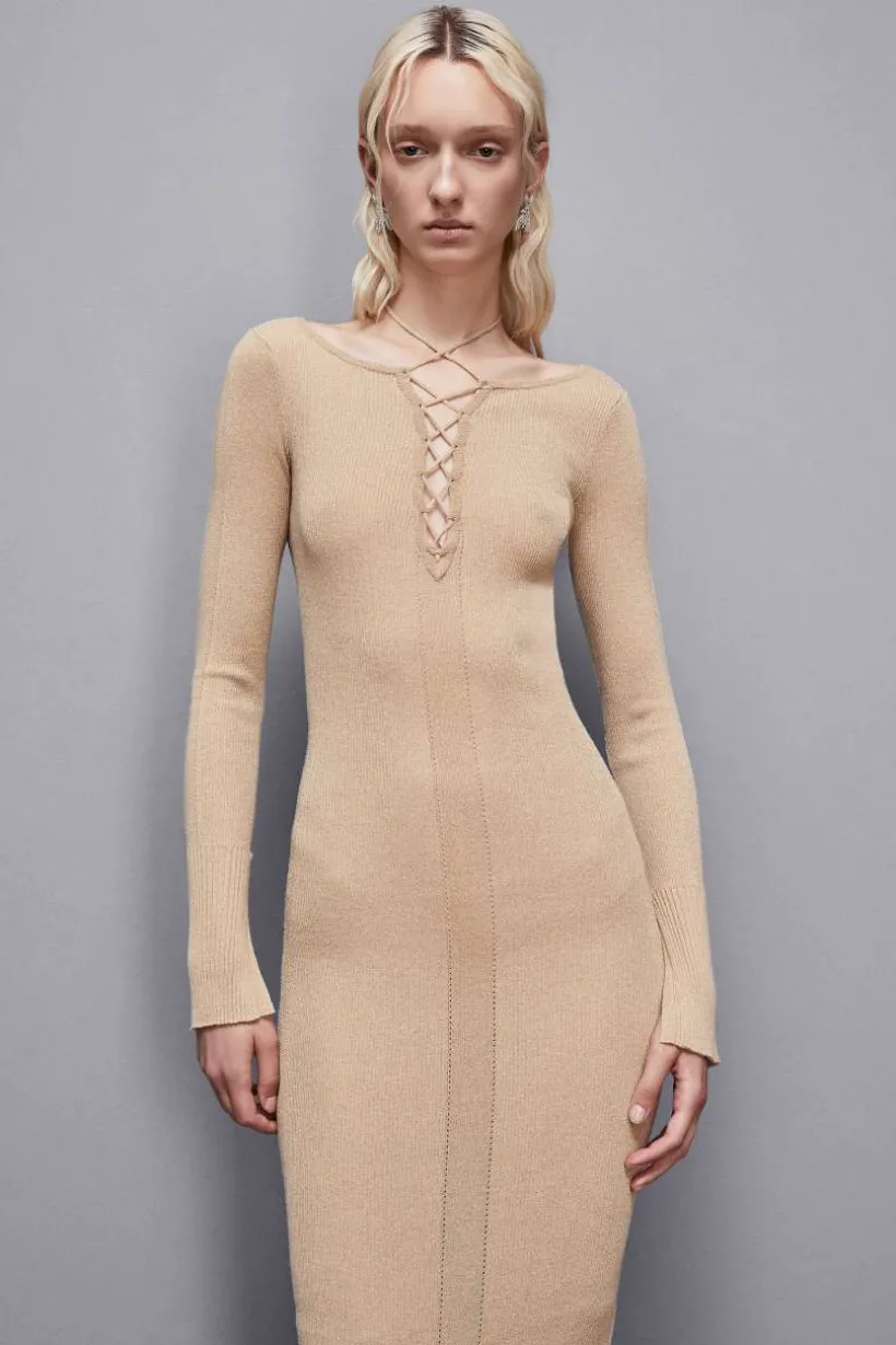 Prążkowana sukienka z lureksu Essential