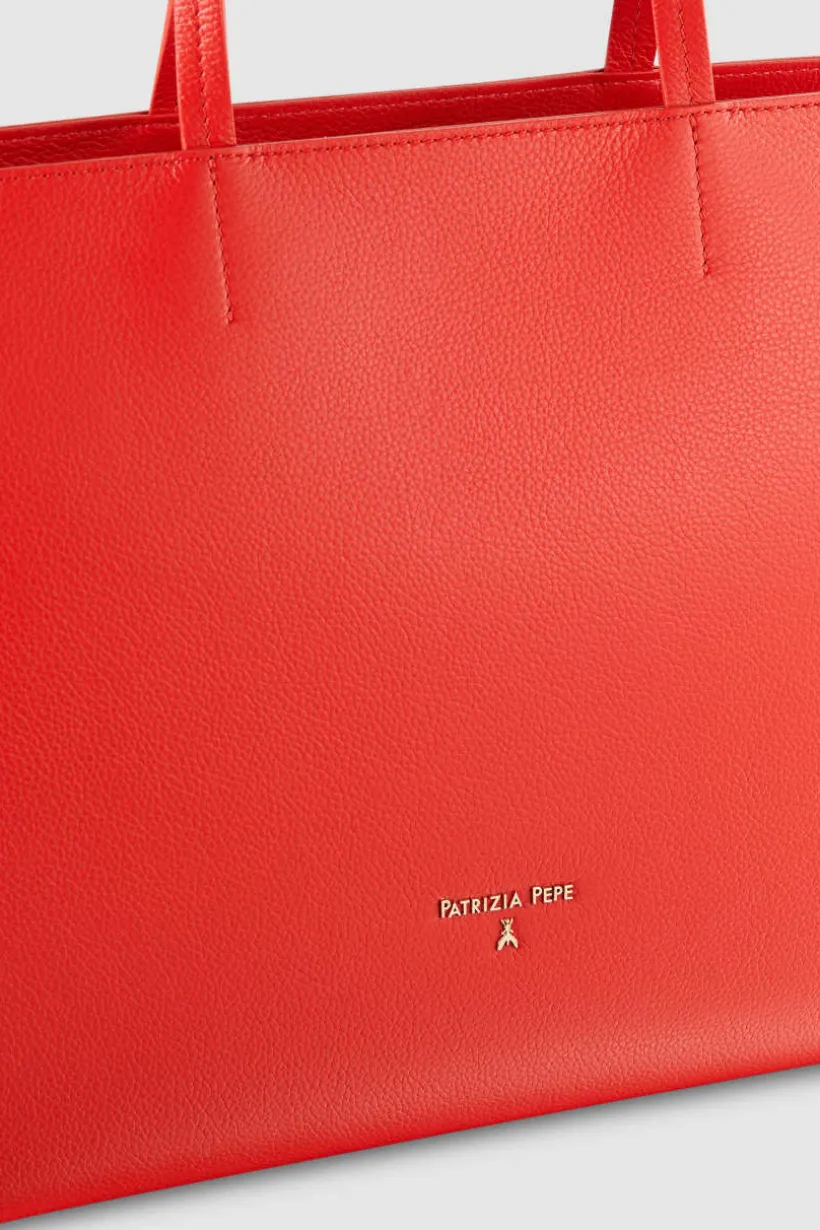 Skórzana torba typu shopper z suwakiem
