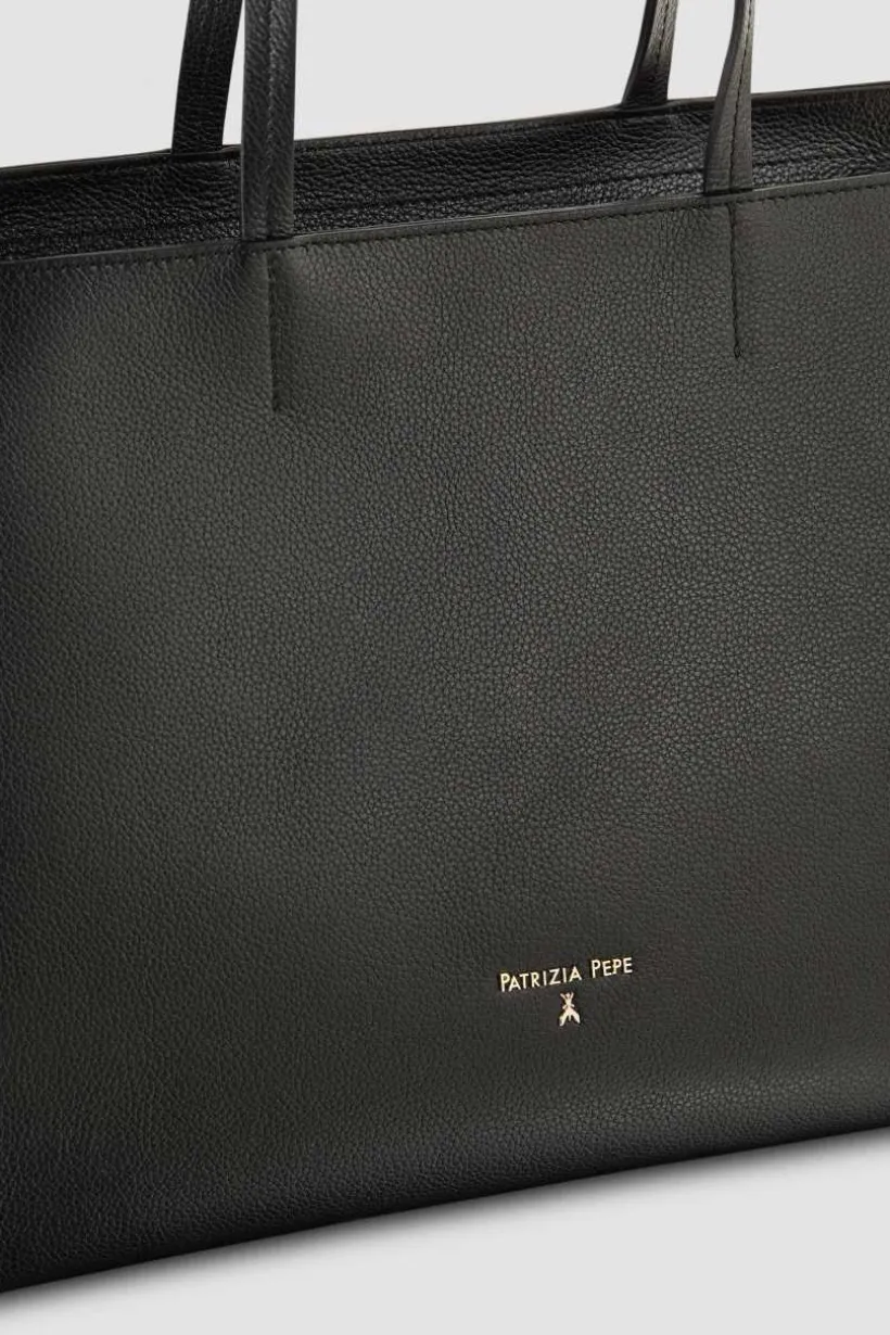 Skórzana torba typu shopper z suwakiem