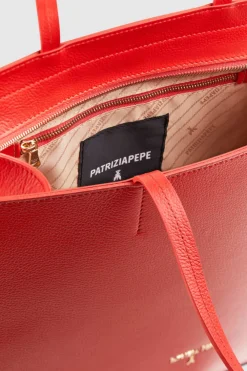 Skórzana torba typu shopper z suwakiem