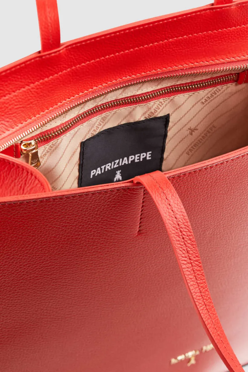 Skórzana torba typu shopper z suwakiem