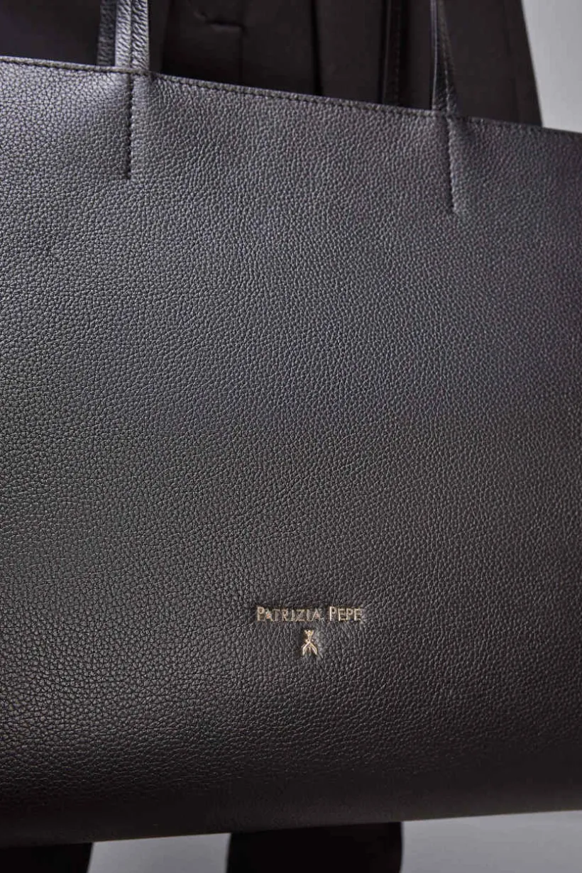 Skórzana torba typu shopper z suwakiem