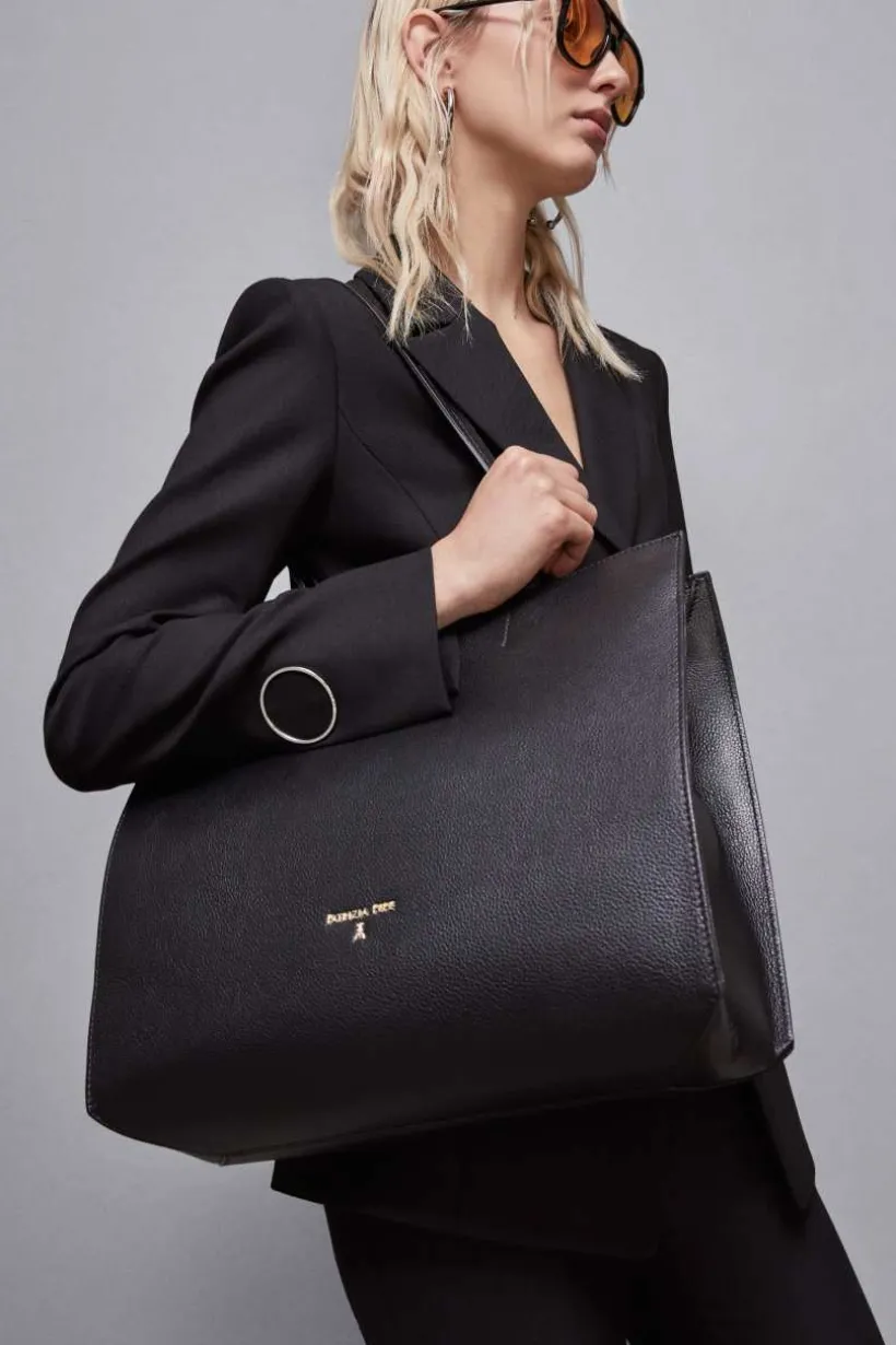 Skórzana torba typu shopper z suwakiem
