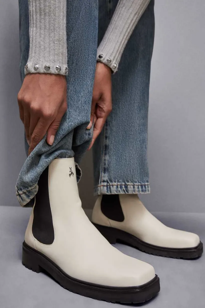 Skórzane buty Beatles z kwadratowymi noskami