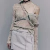 Sweter z siateczki z domieszką wełny