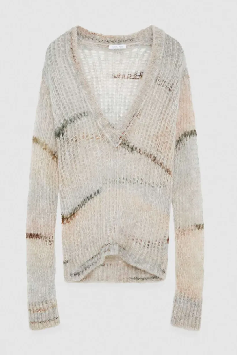 Sweter z siateczki z domieszką wełny