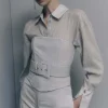 Top bustier w prążki z flaneli