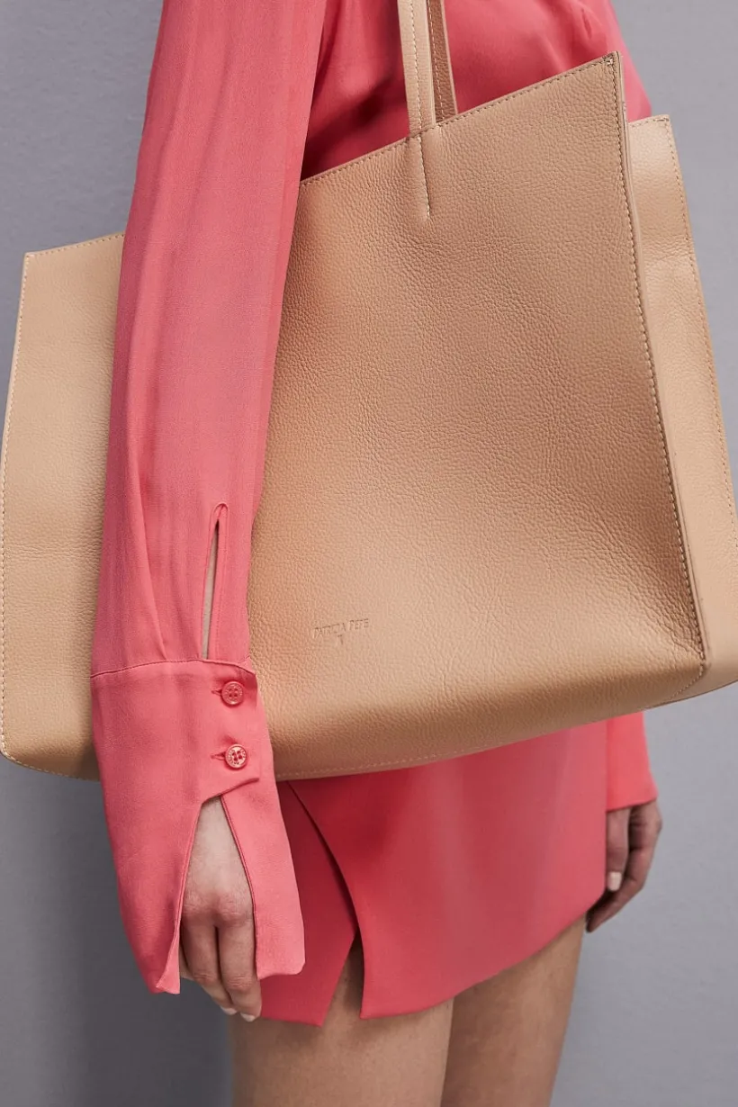 Torba typu shopper z międlonej skóry