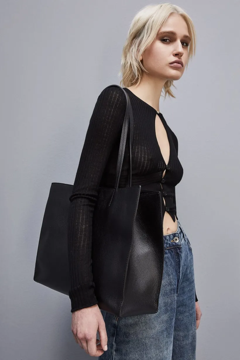 Torba typu shopper z międlonej skóry